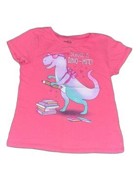 Children’s place “School is Dino-mite!” pink shirt size 5/6